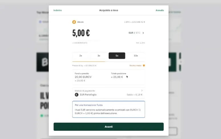 Impostare posizione margin trading Bitpanda