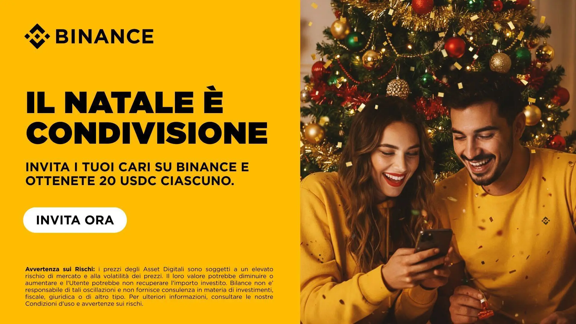 Natale con Binance: fino a $400 USDC GRATIS per tutti gli utenti