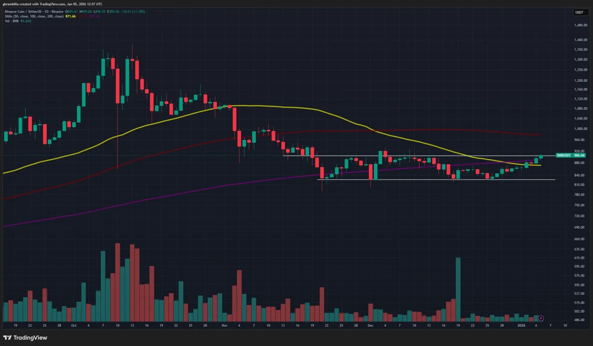 BNB USDT gennaio 2026