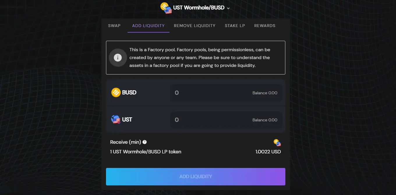 Deposito liquidità pools Ellipsis Finance