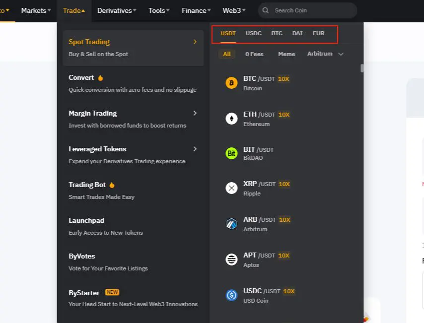 Bybit spot market