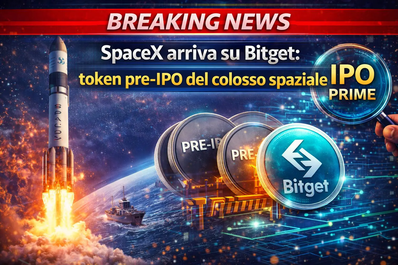 SpaceX arriva su Bitget: token pre-IPO del colosso spaziale