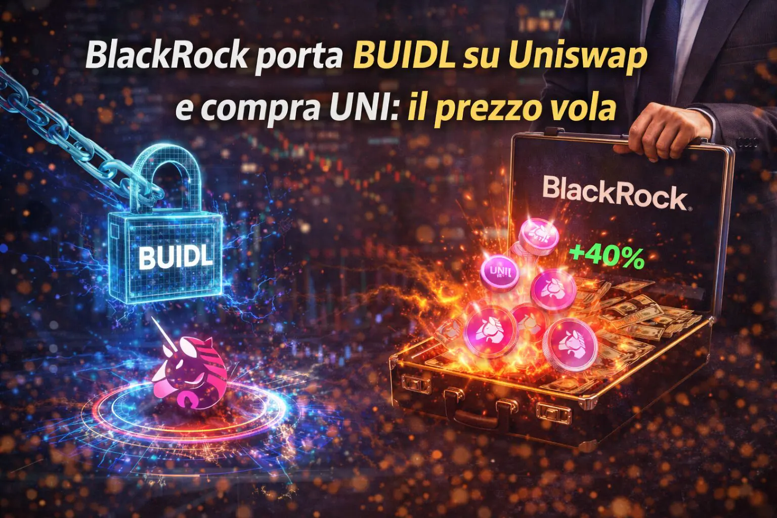 BlackRock porta BUIDL su Uniswap e compra UNI: il prezzo vola
