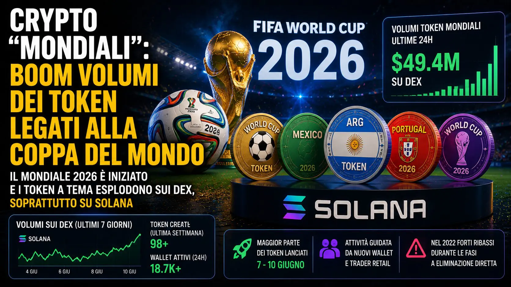 Crypto “mondiali”: boom volumi dei token legati alla Coppa del Mondo 