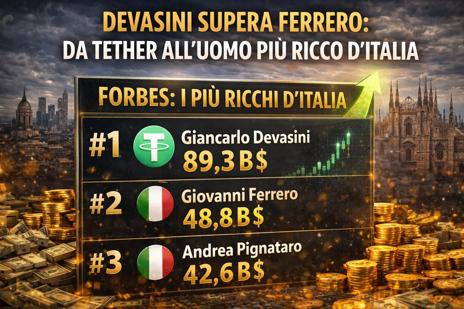 Devasini supera Ferrero: da Tether all'uomo più ricco d'Italia