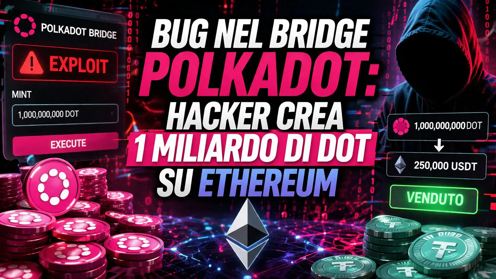 Bug al bridge Polkadot: hacker crea 1 miliardo di DOT su Ethereum