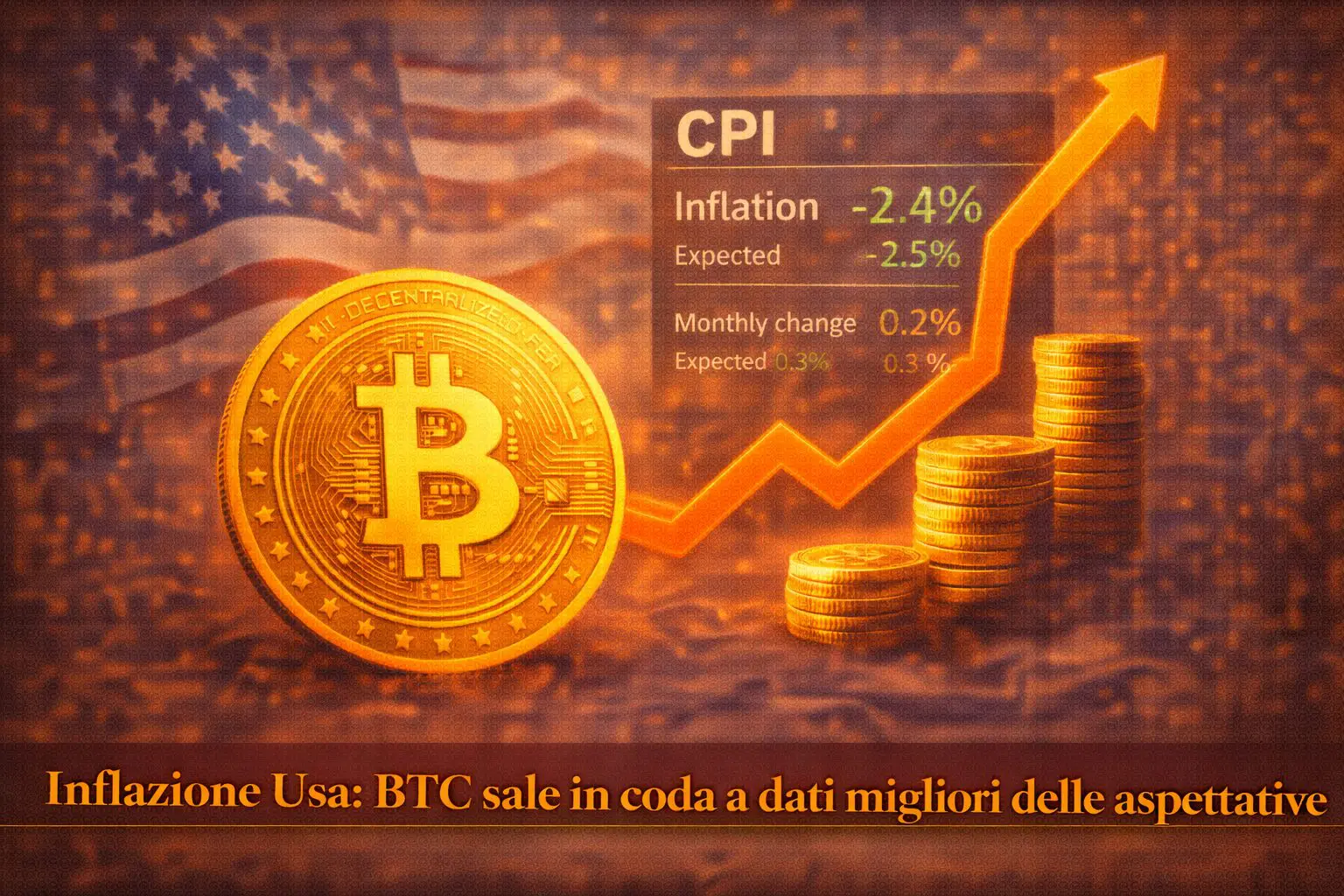 Inflazione Usa: BTC sale in coda a dati migliori delle aspettative