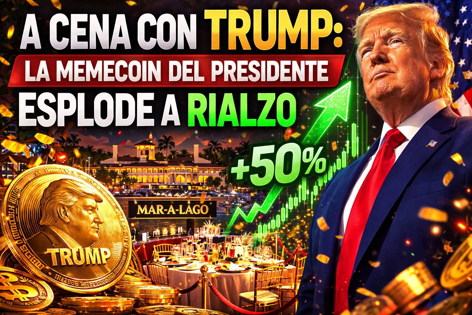 A cena con Trump: la memecoin del presidente esplode a rialzo
