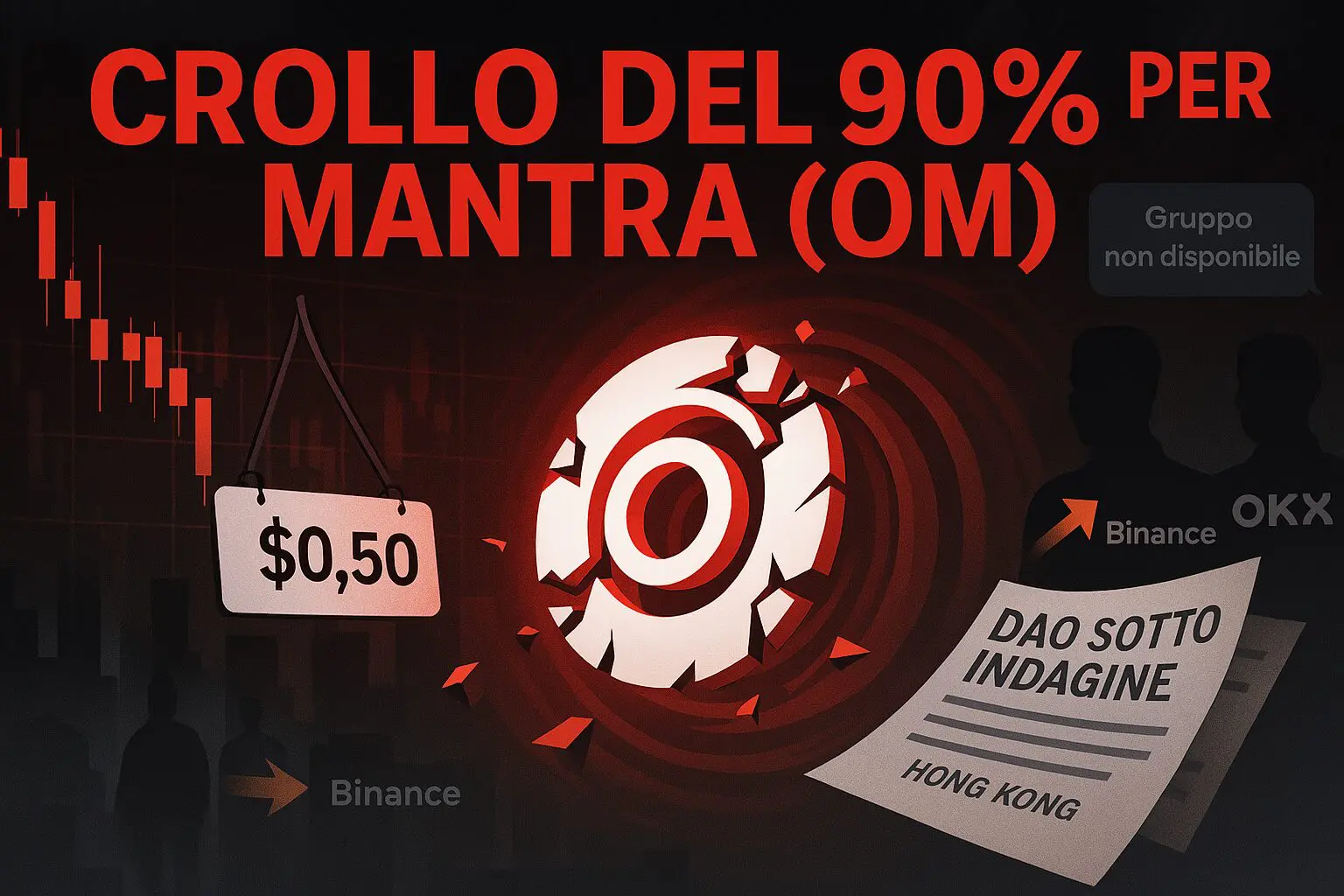 Altro lunedì nero crypto: CROLLO del 90% per MANTRA (OM)