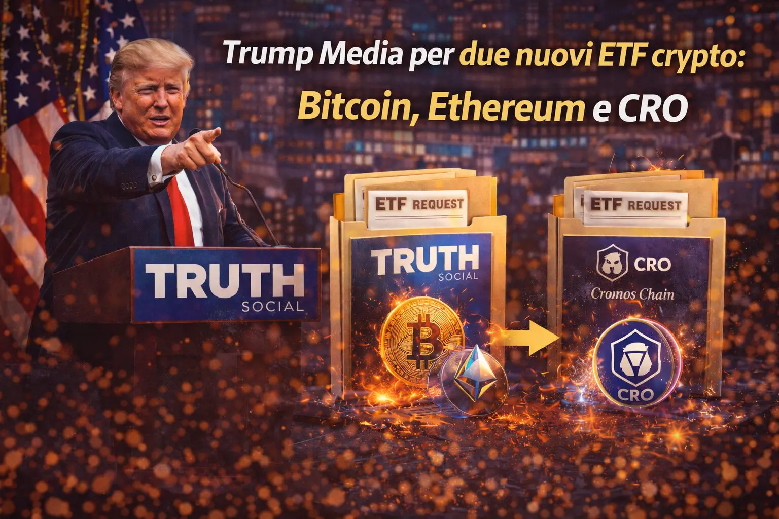 Trump Media per due nuovi ETF crypto: Bitcoin, Ethereum e CRO