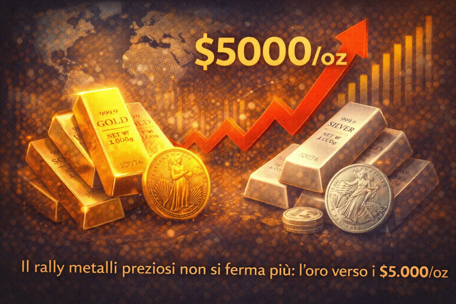 Il rally metalli preziosi non si ferma più: l’oro verso i $5.000/oz