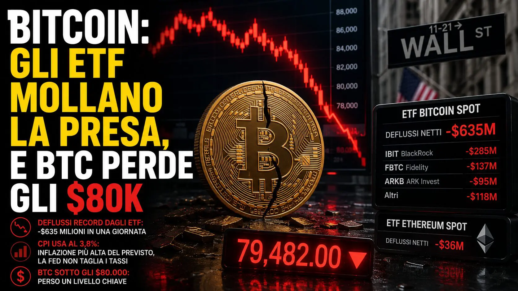 Bitcoin: gli ETF mollano la presa, e BTC perde gli $80k