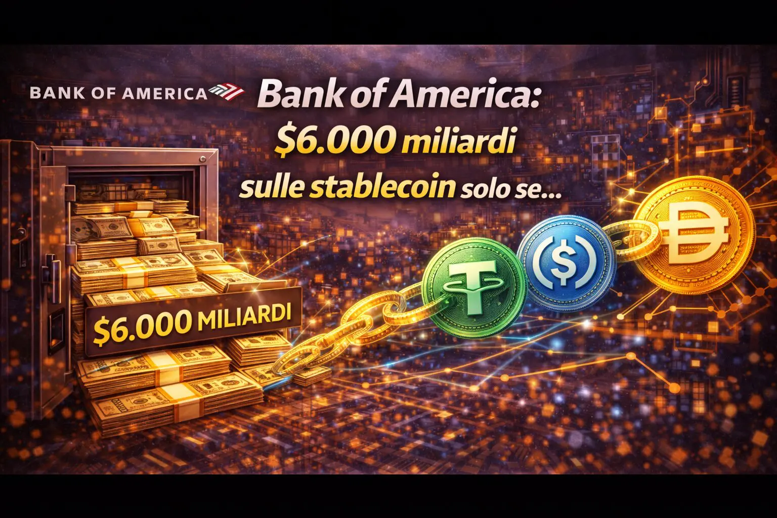 Bank of America: $6.000 miliardi sulle stablecoin solo se...