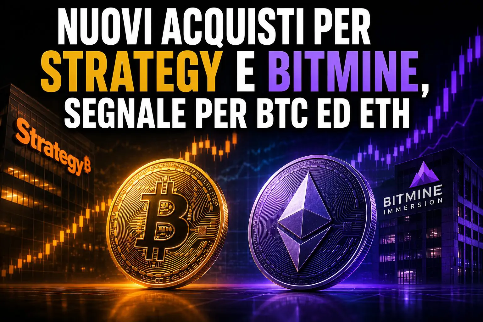 Nuovi acquisti per Strategy e BitMine, segnale per BTC ed ETH