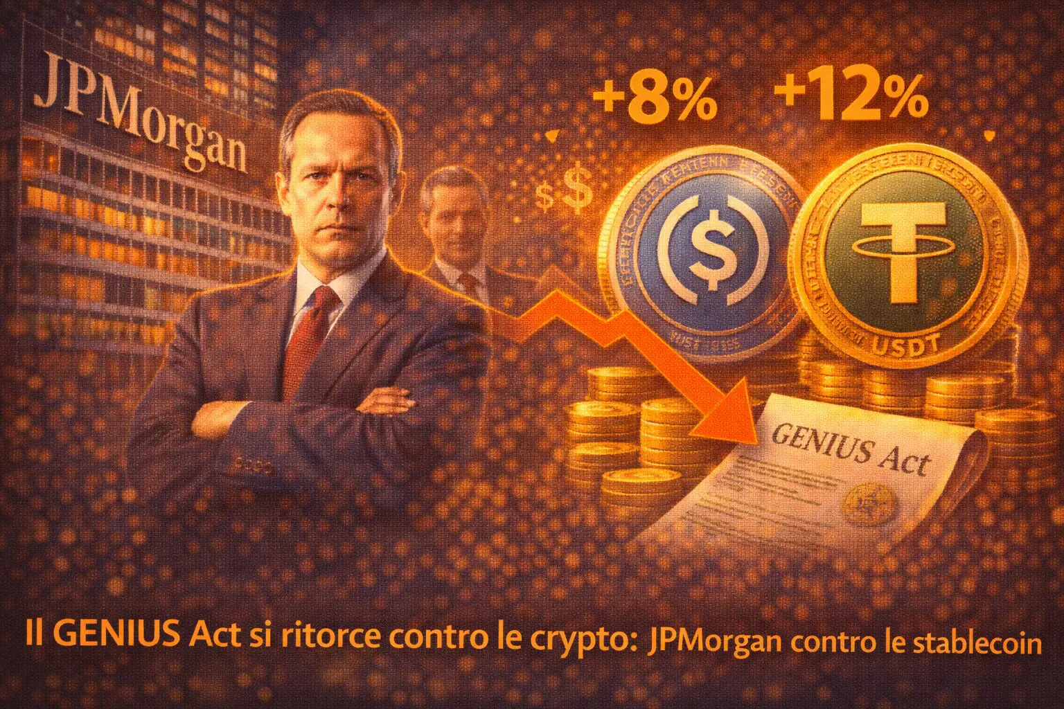 Il GENIUS Act si ritorce sulle le crypto: JPMorgan contro le stablecoin