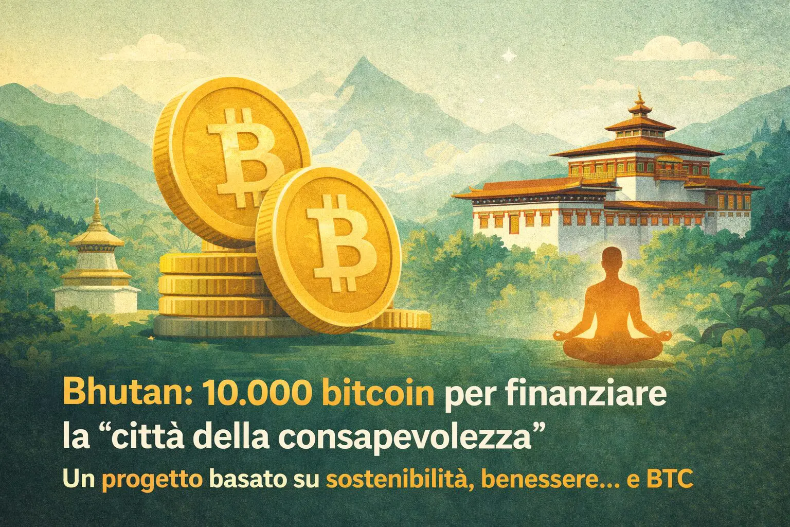 Buthan: 10.000 bitcoin per finanziare la “città della consapevolezza”