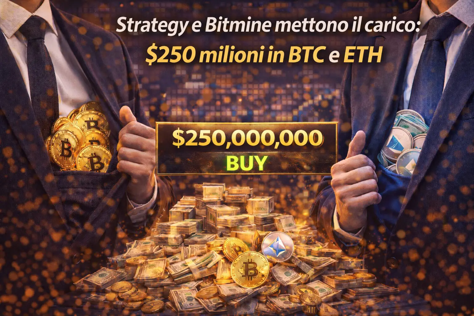 Strategy e Bitmine mettono il carico: $250 milioni in BTC e ETH