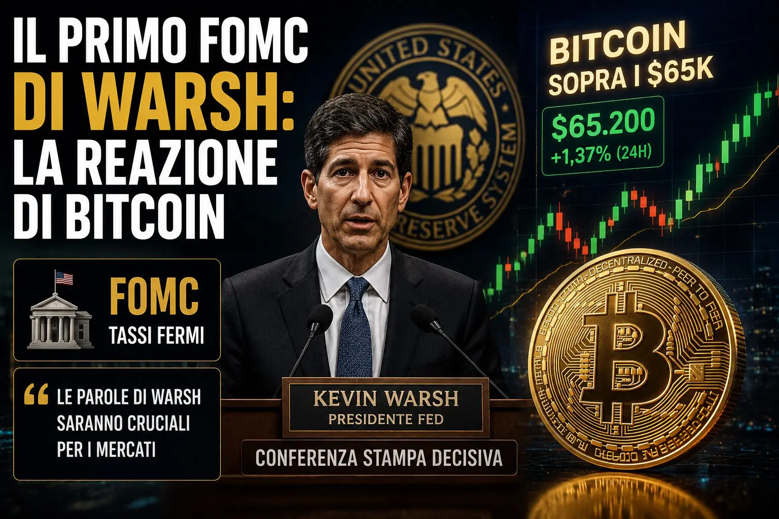 Il primo FOMC di Kevin Warsh: la reazione di Bitcoin