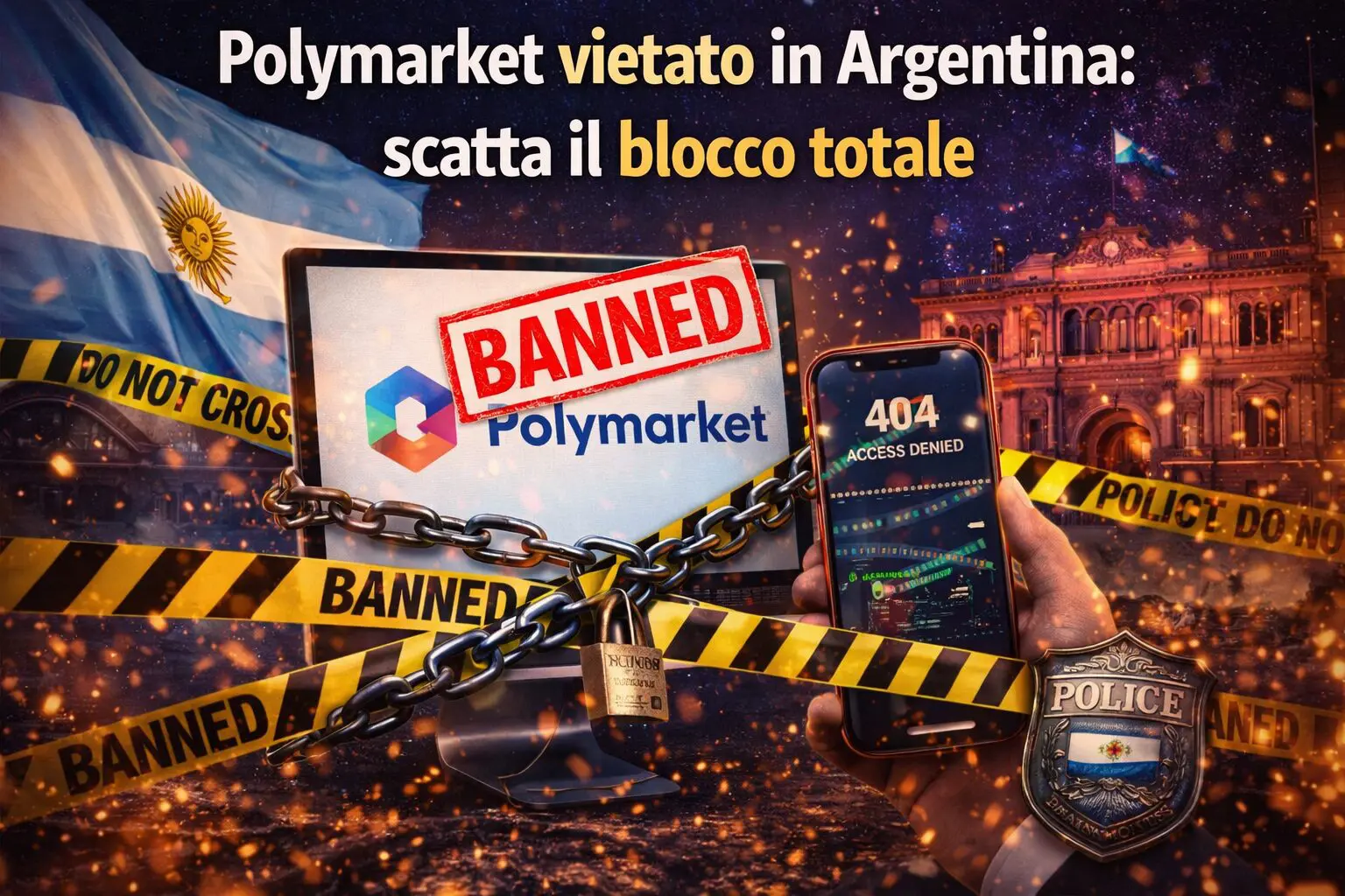 Polymarket vietato in Argentina: scatta il blocco totale