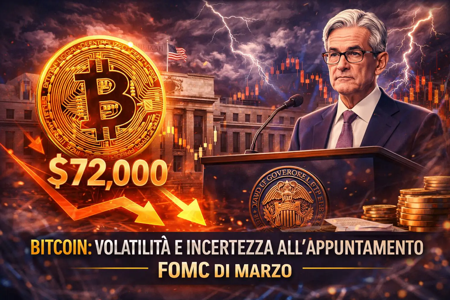 Bitcoin: volatilità e incertezza all’appuntamento FOMC di marzo