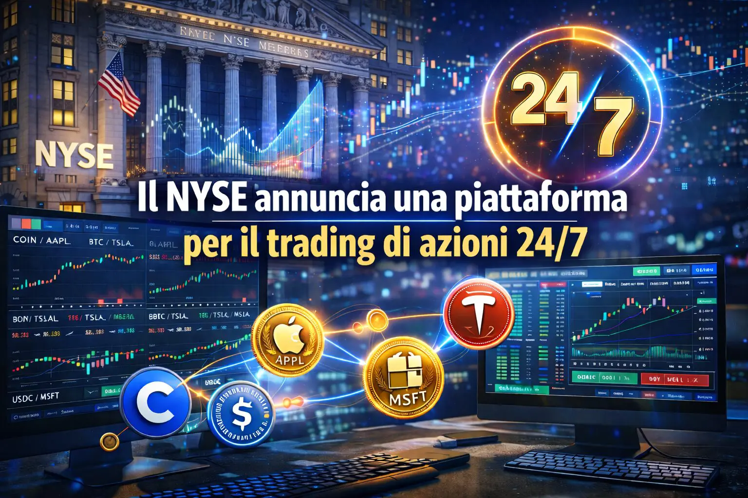 Il NYSE annuncia una piattaforma per il trading di azioni 24/7