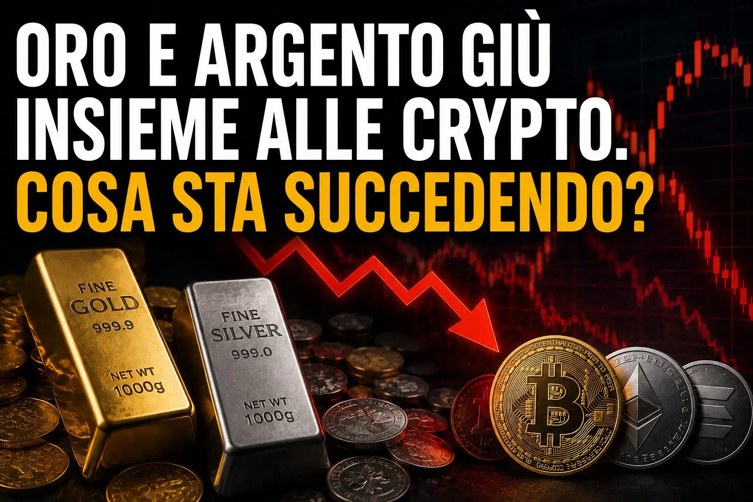 Oro e argento giù insieme alle crypto. Cosa sta succedendo?