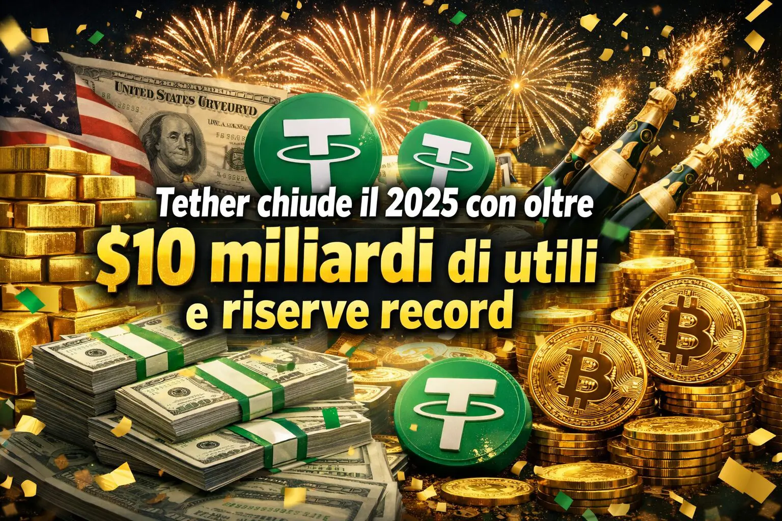 Tether chiude il 2025 con oltre $10 miliardi di utili e riserve record