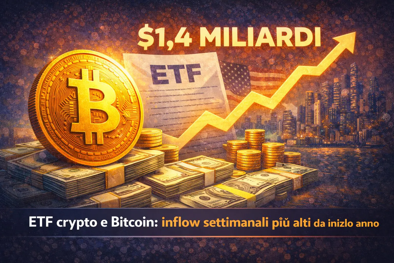 ETF crypto e Bitcoin: inflow settimanali più alti da inizio anno