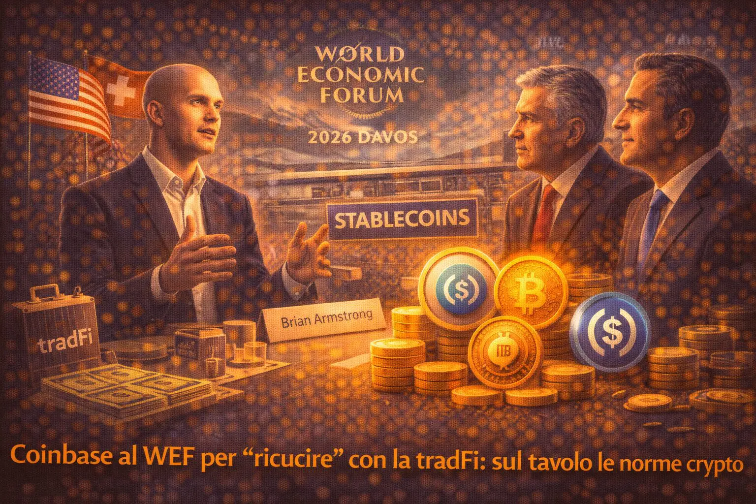 Coinbase al WEF per “ricucire” con la tradFi: sul tavolo le norme crypto