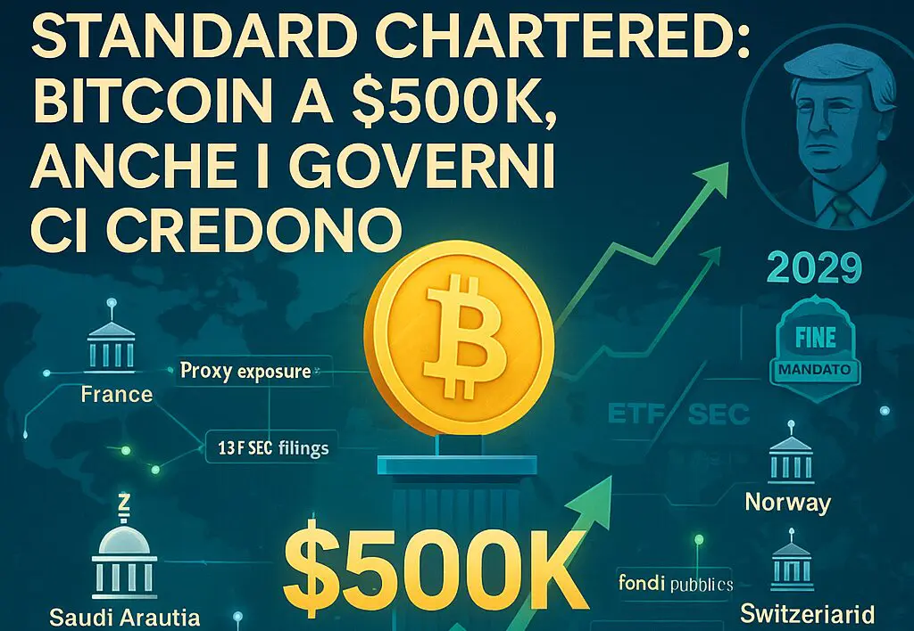 Bitcoin a $500k? Per Standard Chartered ci puntano anche i governi 