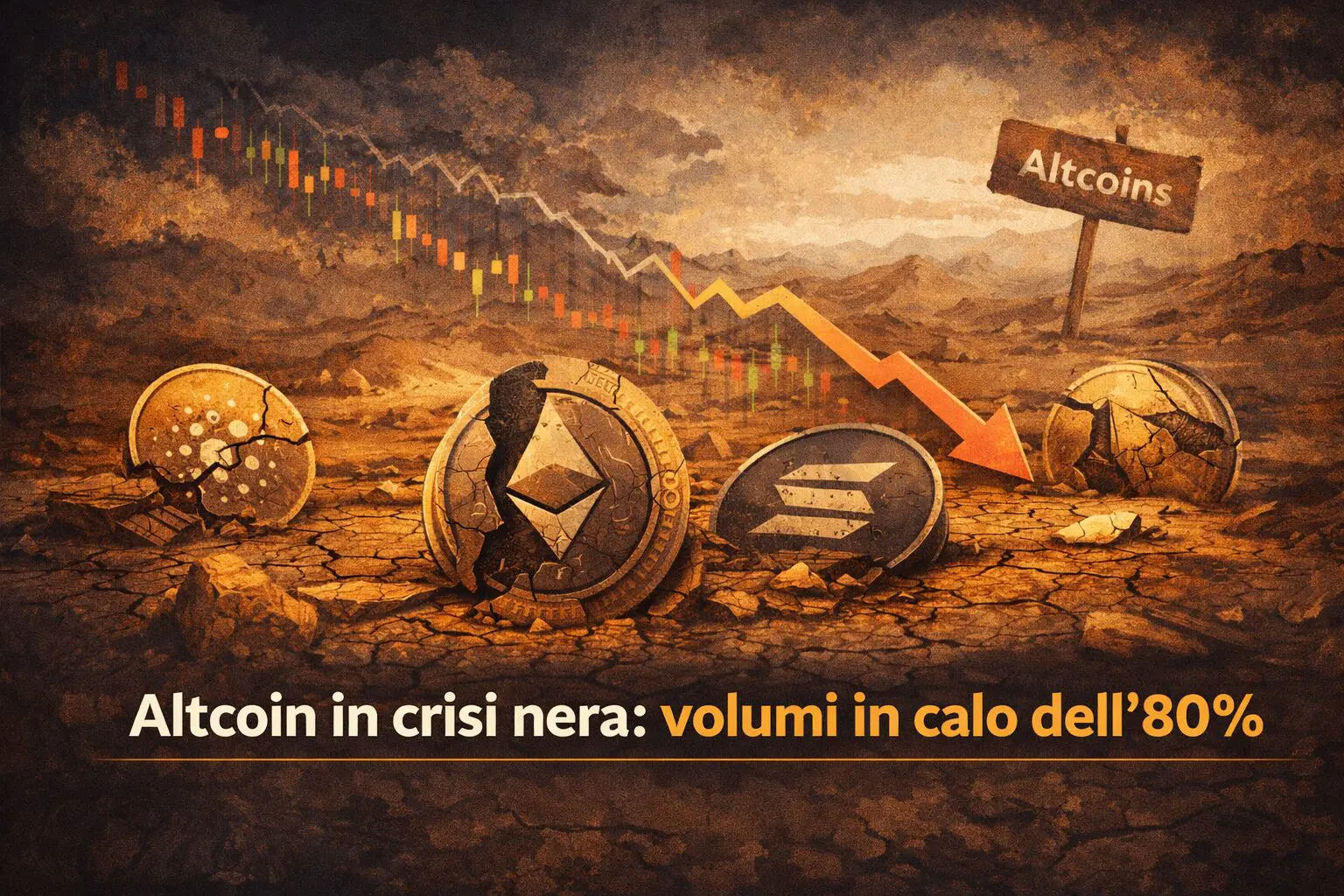 Altcoin in crisi nera: volumi in calo dell’80% 