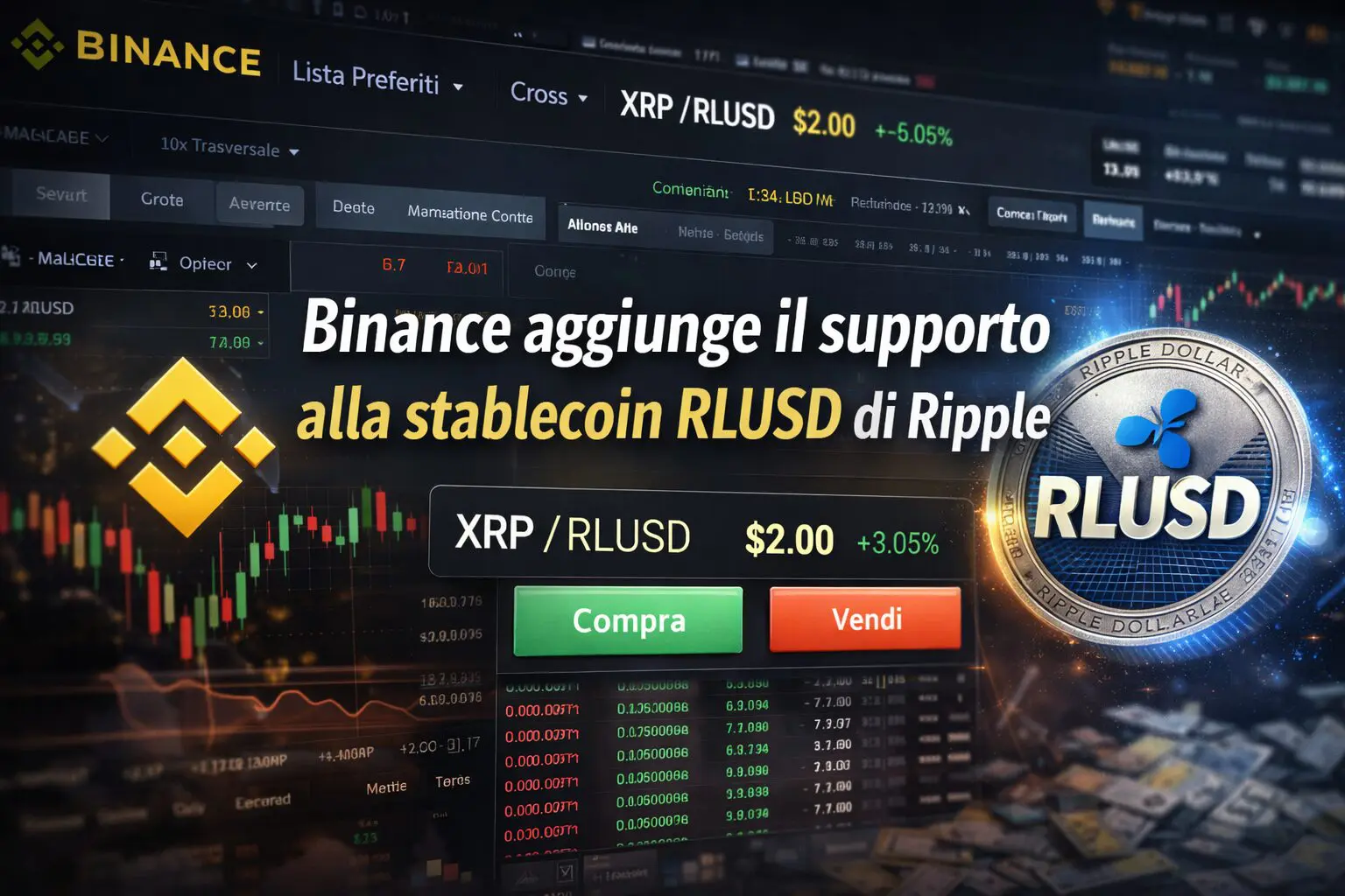 Binance aggiunge il supporto alla stablecoin RLUSD di Ripple