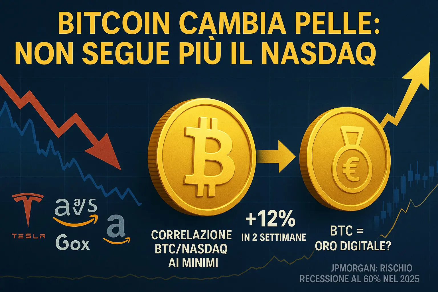 Bitcoin CAMBIA pelle, non guarda il Nasdaq, e punta l’oro