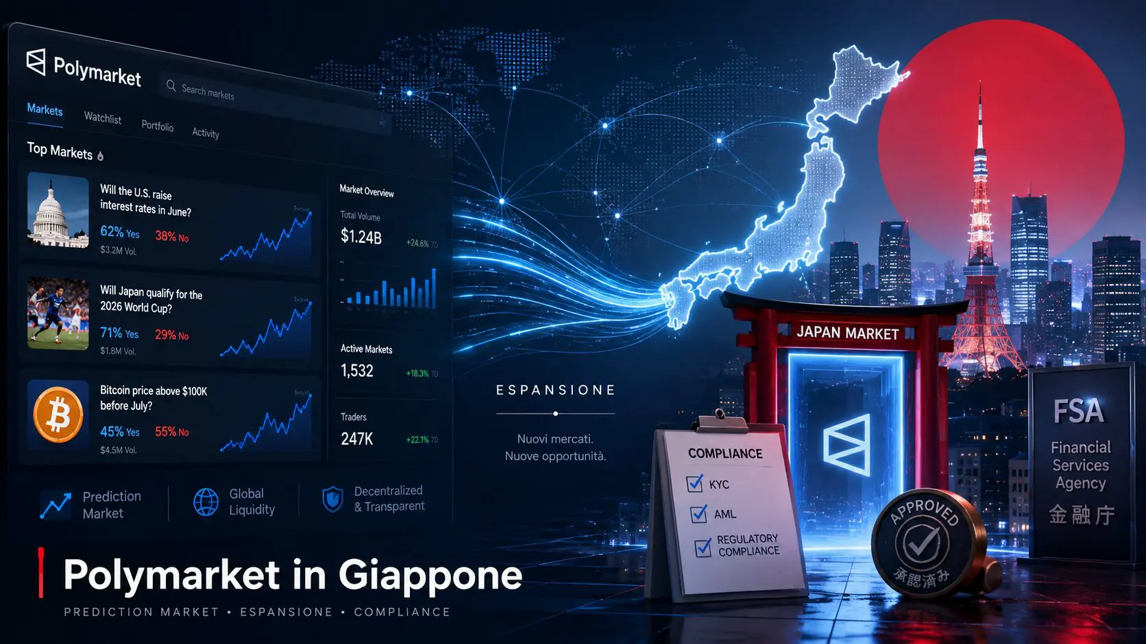 Polymarket più forte delle norme: l’espansione in Giappone