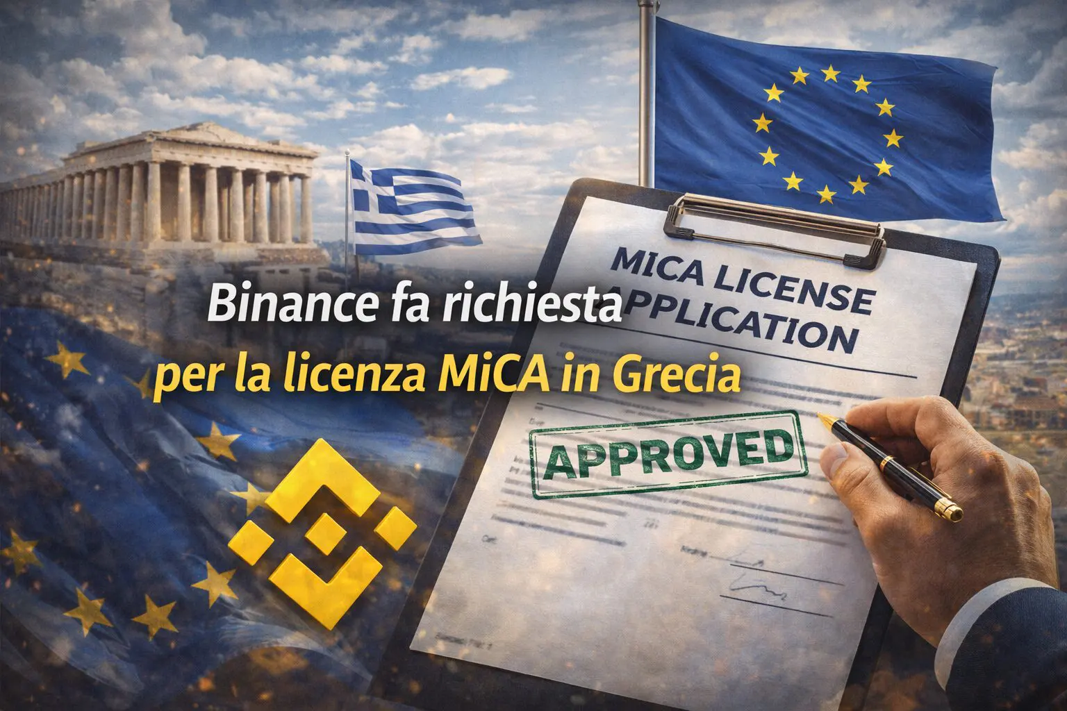 Binance fa richiesta per la licenza MiCA in Grecia