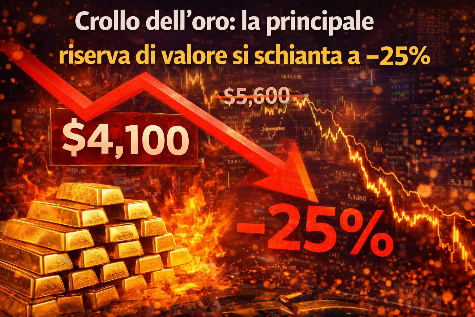 Crollo dell'oro: la principale riserva di valore si schianta a -25%