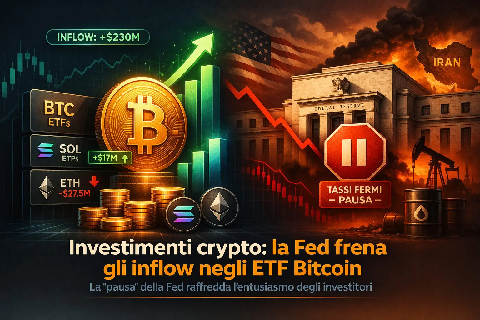 Investimenti crypto: la Fed frena gli inflow negli ETF Bitcoin