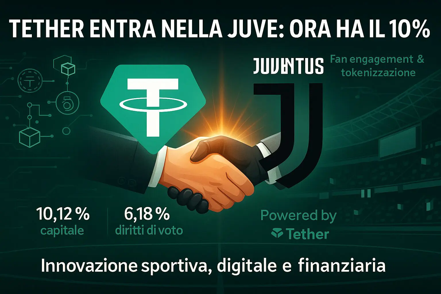 Tether rilancia sulla Juventus! Ora ha il 10% della società