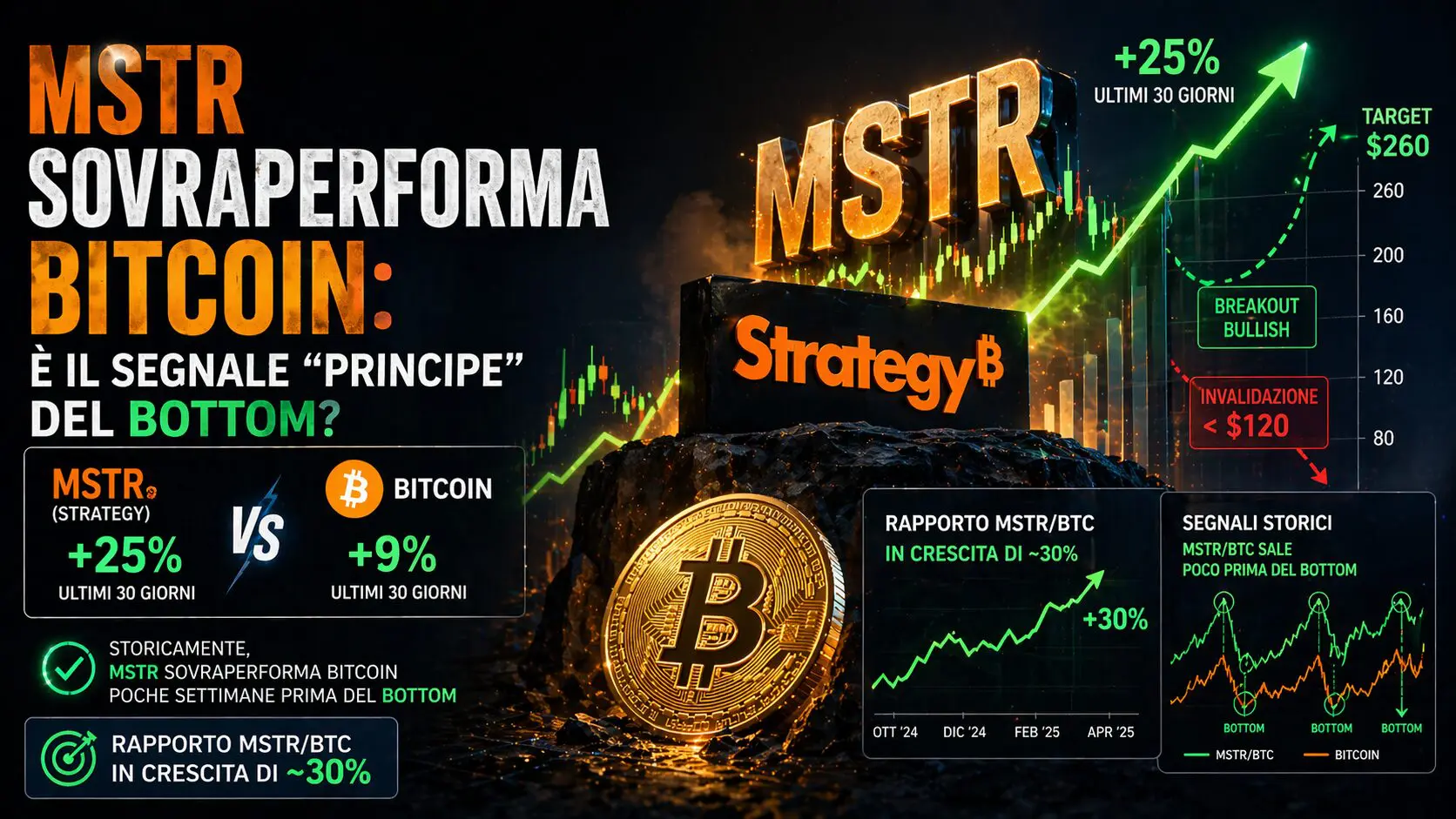 MSTR “sovraperforma” Bitcoin: è il segnale “principe” del bottom