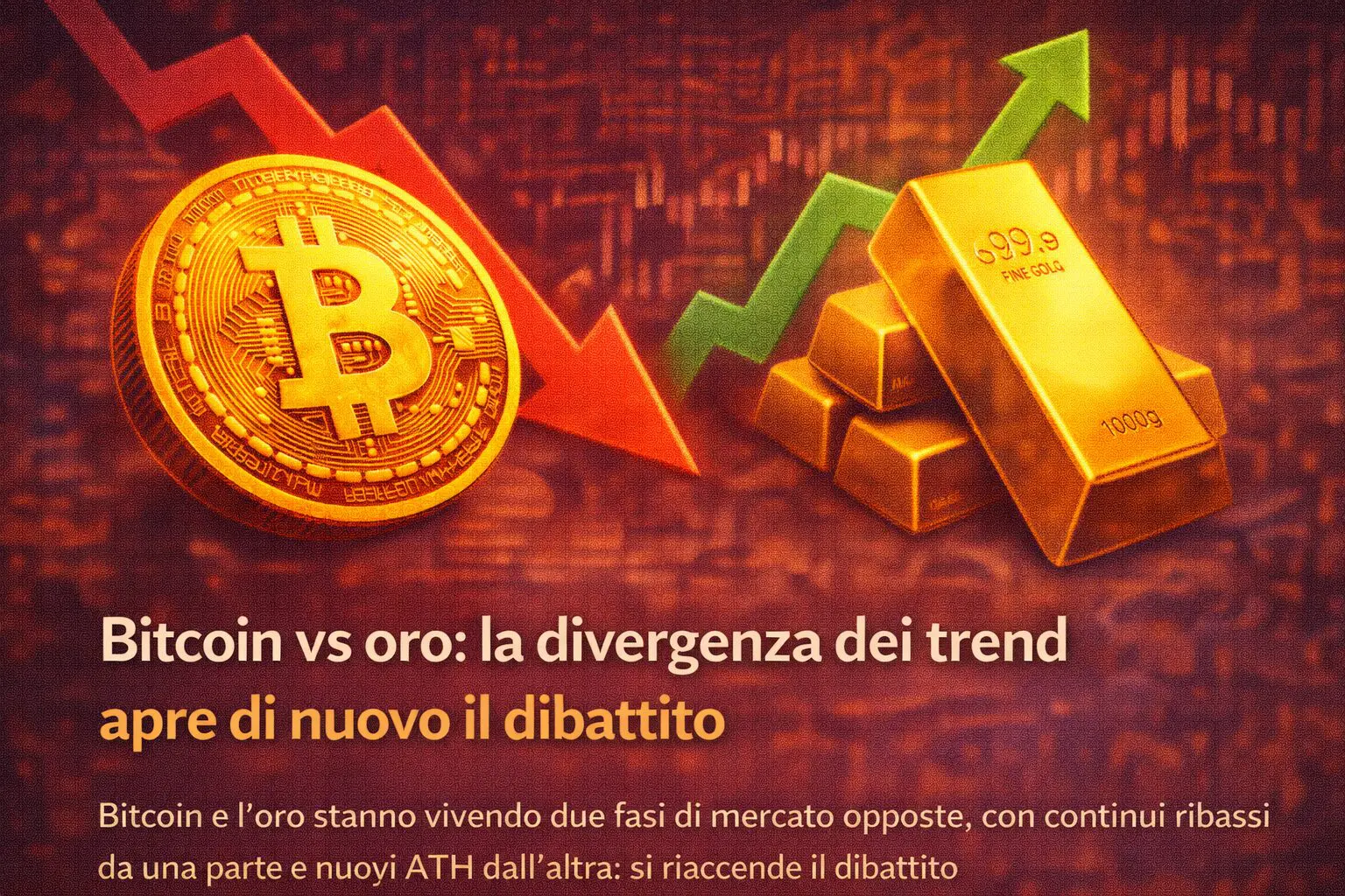 Bitcoin vs oro: la divergenza dei trend apre di nuovo il dibattito