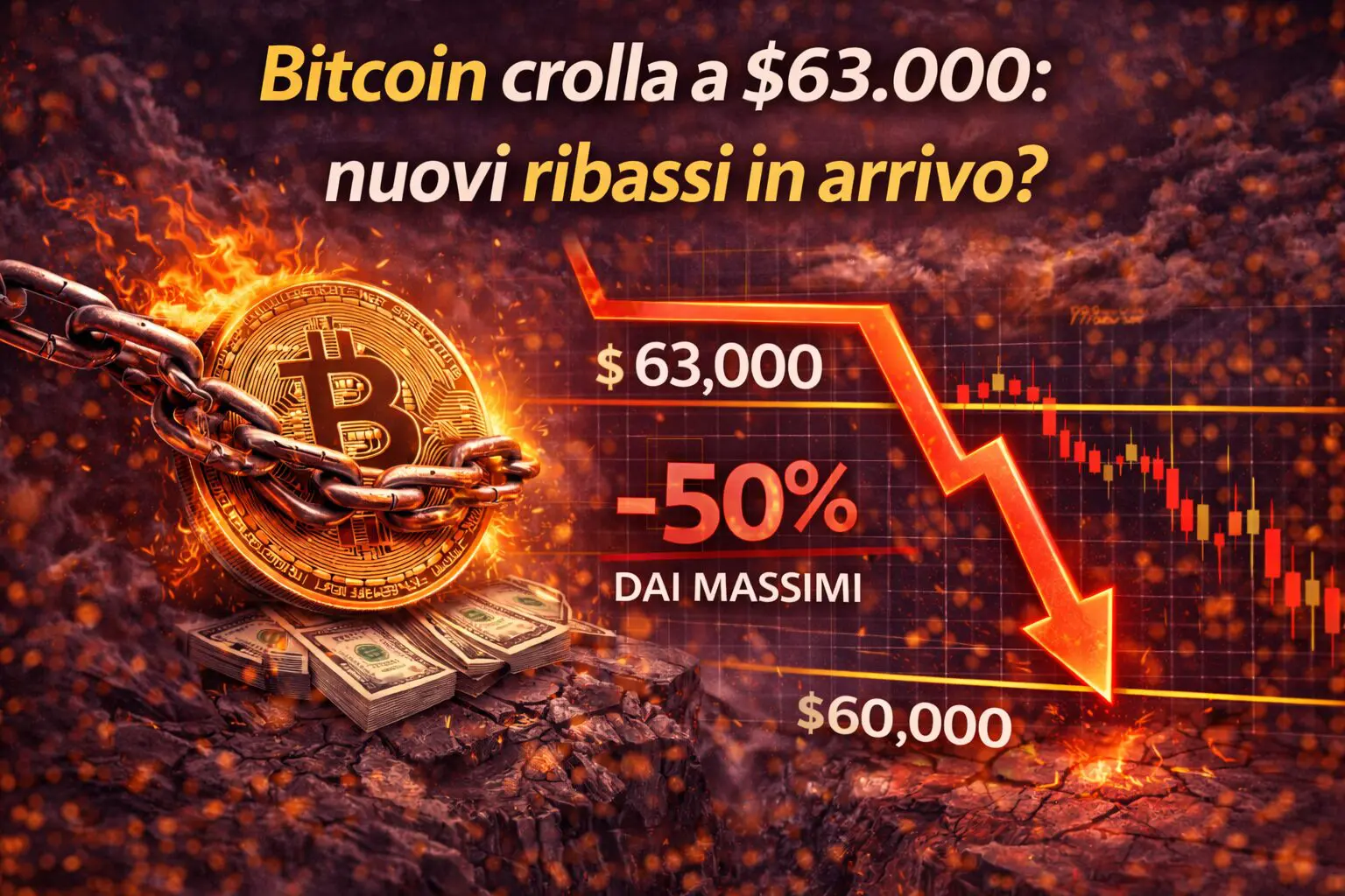 Bitcoin crolla a $63.000: nuovi ribassi in arrivo?