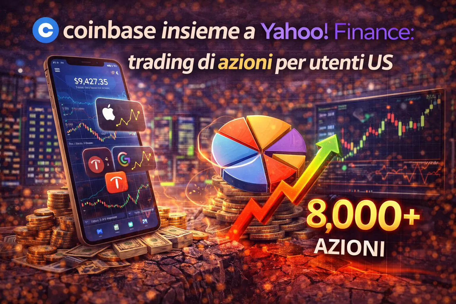 Coinbase insieme a Yahoo Finance: trading di azioni per utenti US