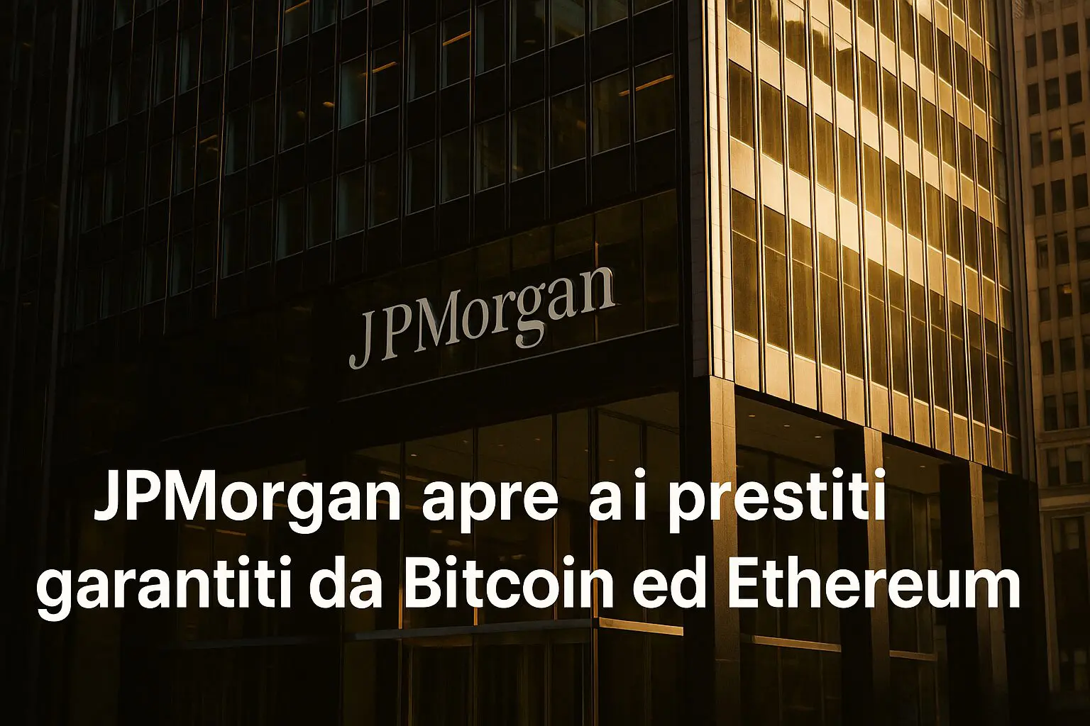 JPMorgan apre ai prestiti garantiti da Bitcoin ed Ethereum