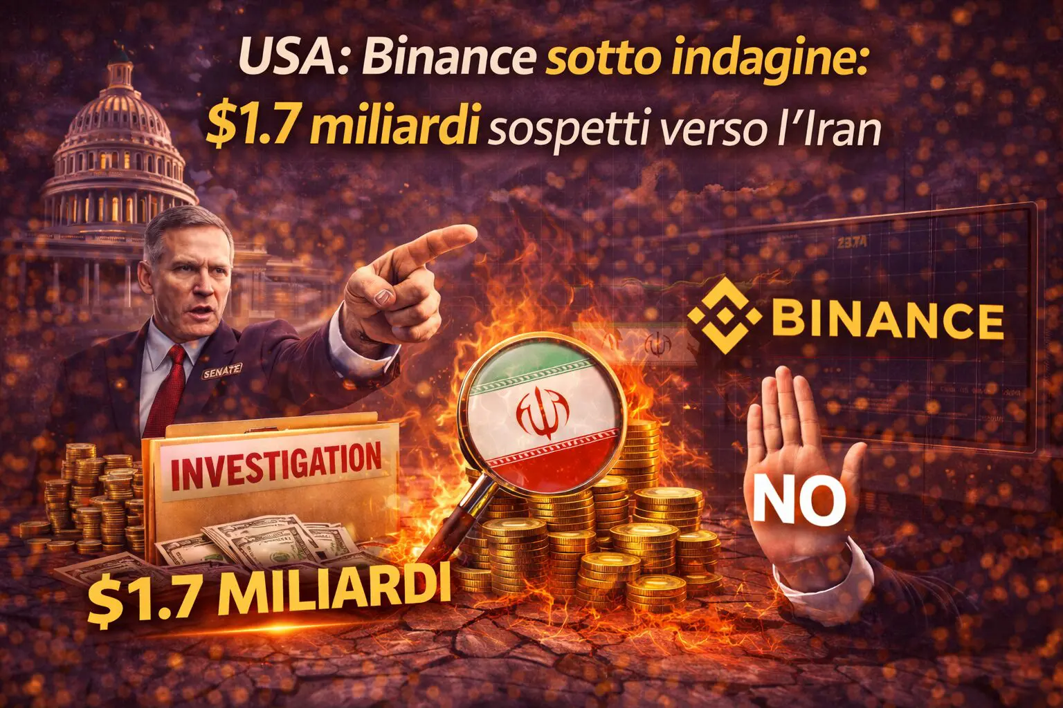USA: Binance sotto indagine, $1.7 miliardi sospetti verso l'Iran