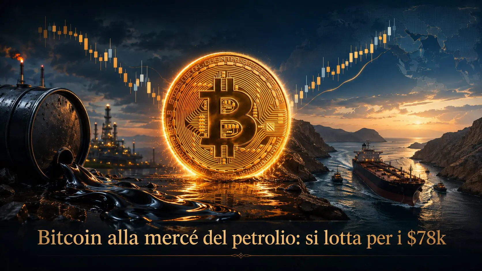 Bitcoin alla mercé del petrolio: si lotta per i $78k