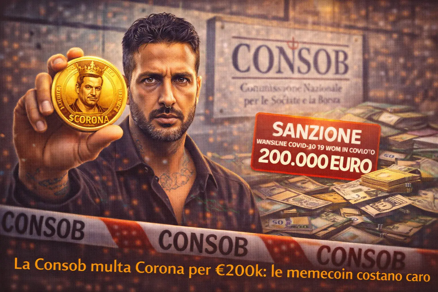 La Consob multa Corona per €200k: le memecoin costano caro