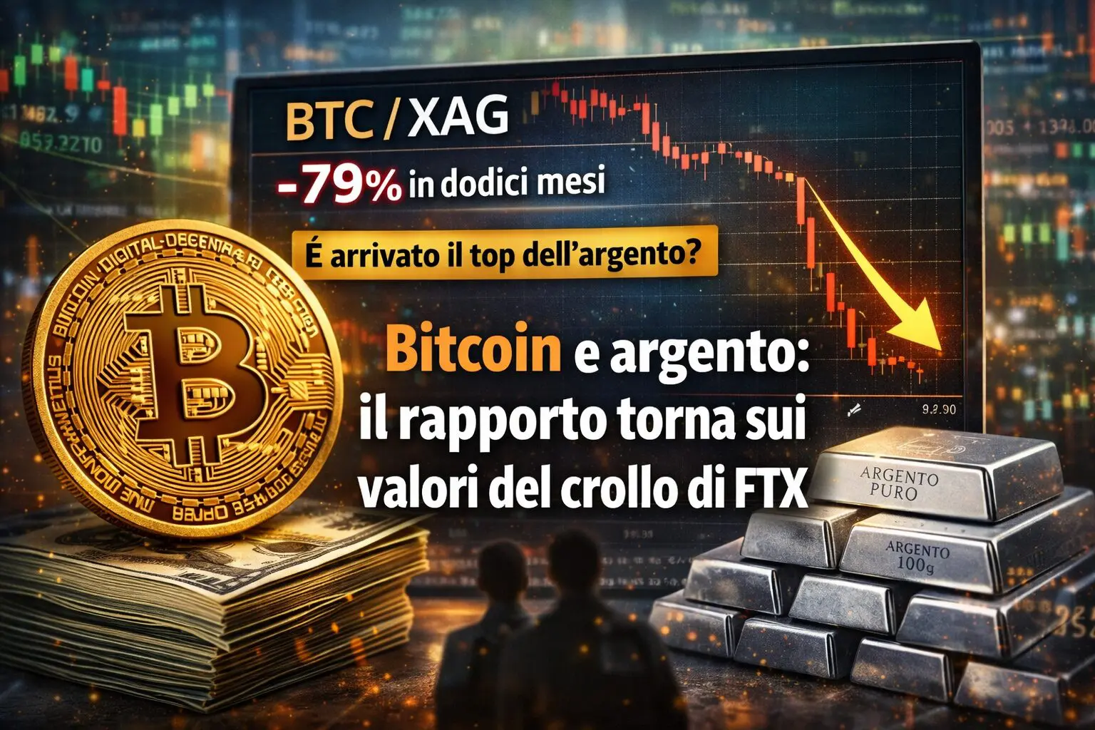 Bitcoin e argento: il rapporto torna sui valori del crollo di FTX