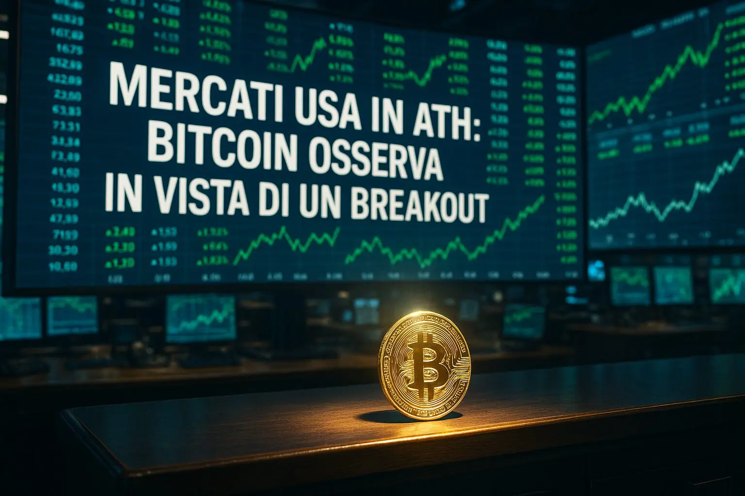 Mercati USA in ATH: Bitcoin osserva in vista di un Breakout