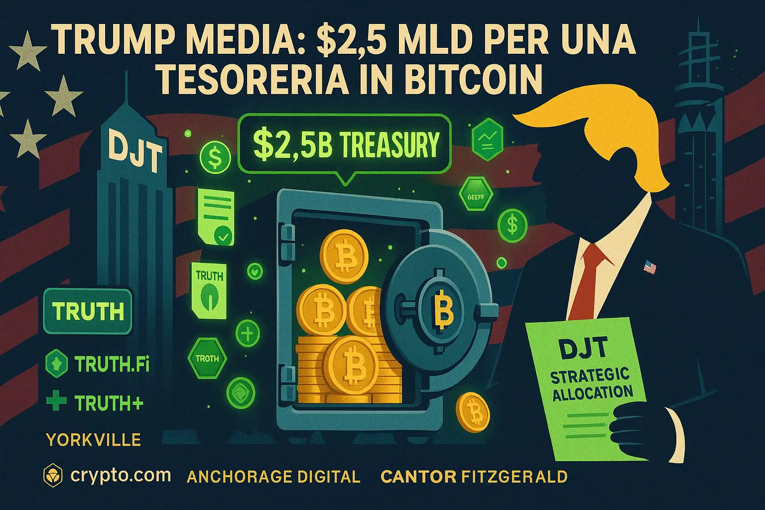 Trump Media: $2,5 mld per la creazione di una “Bitcoin treasury”