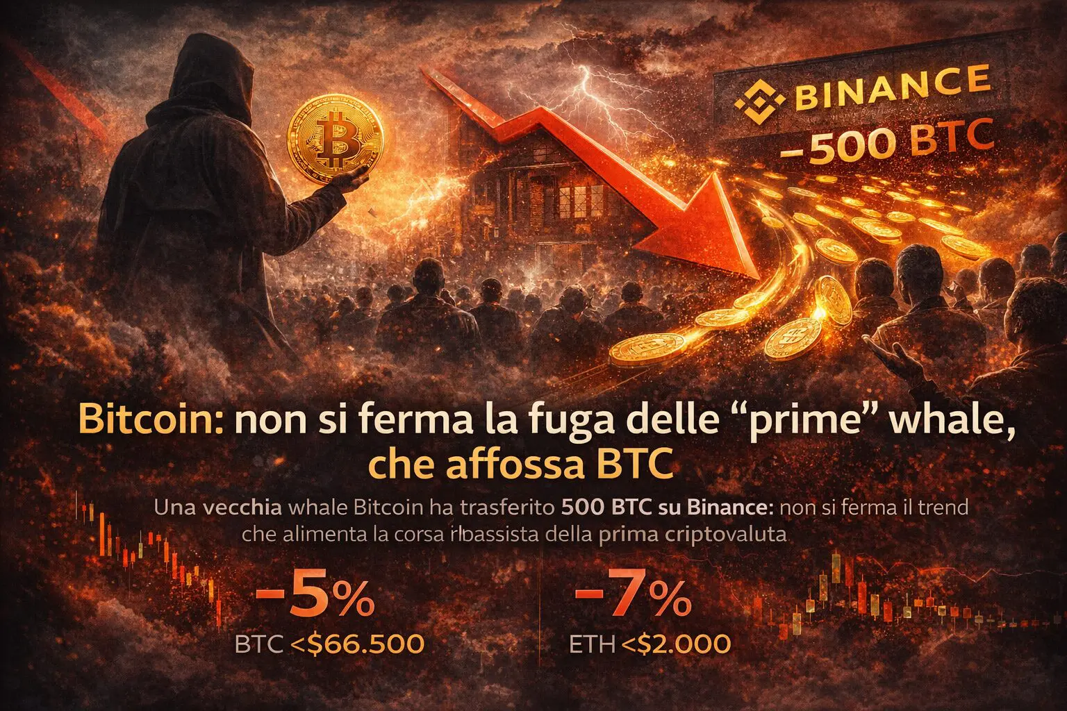 Bitcoin: non si ferma la fuga delle “prime” whale, che affossa BTC
